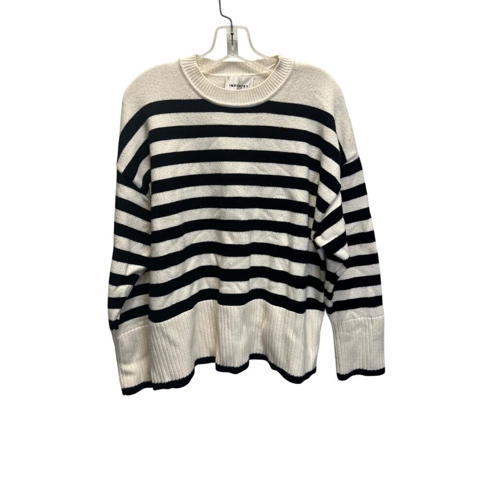 Industry Womens Striped Crew Neck Knit Sweater XL Black & White 52% Viscose/28%